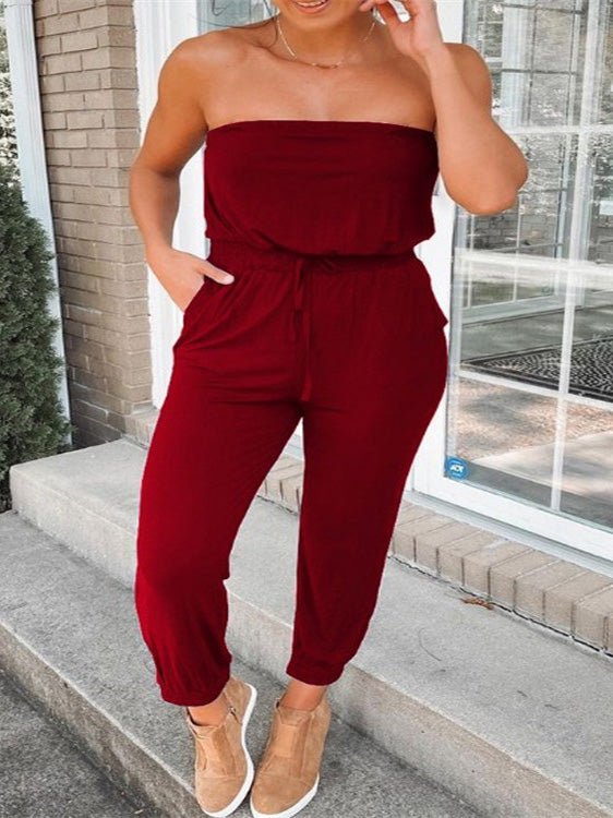 Women's Jumpsuits Bandeau Pocket Sleeveless Casual Jumpsuit - Jumpsuits - Instastyled | Online Fashion Free Shipping Clothing, Dresses, Tops, Shoes - 09/07/2022 - 30-40 - Bottoms