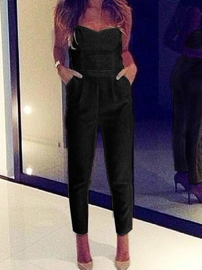 Women's Jumpsuits Bandeau Pocket Slim Fit Jumpsuit - Jumpsuits - Instastyled | Online Fashion Free Shipping Clothing, Dresses, Tops, Shoes - 24/07/2022 - Bottoms - Color_Black