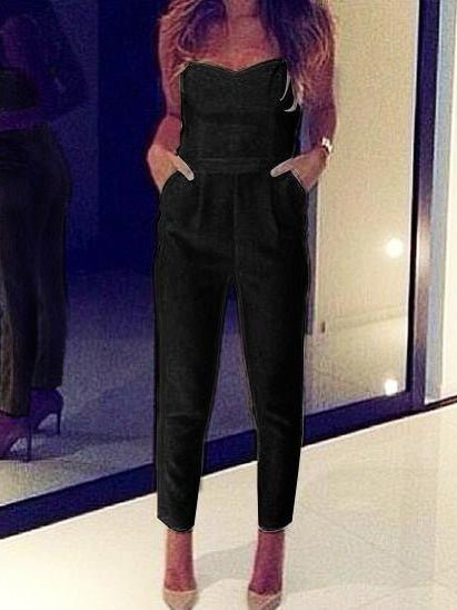 Women's Jumpsuits Bandeau Pocket Slim Fit Jumpsuit - Jumpsuits - Instastyled | Online Fashion Free Shipping Clothing, Dresses, Tops, Shoes - 24/07/2022 - Bottoms - Color_Black