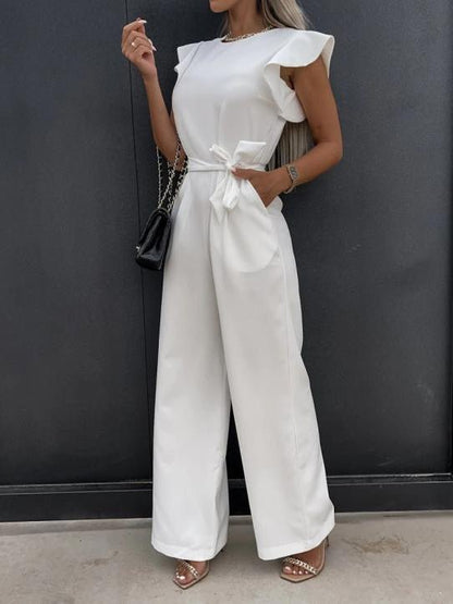 Women's Jumpsuits Belted Pocket Ruffle Sleeve Jumpsuit - Jumpsuits - Instastyled | Online Fashion Free Shipping Clothing, Dresses, Tops, Shoes - 06/06/2022 - 30-40 - Bottoms