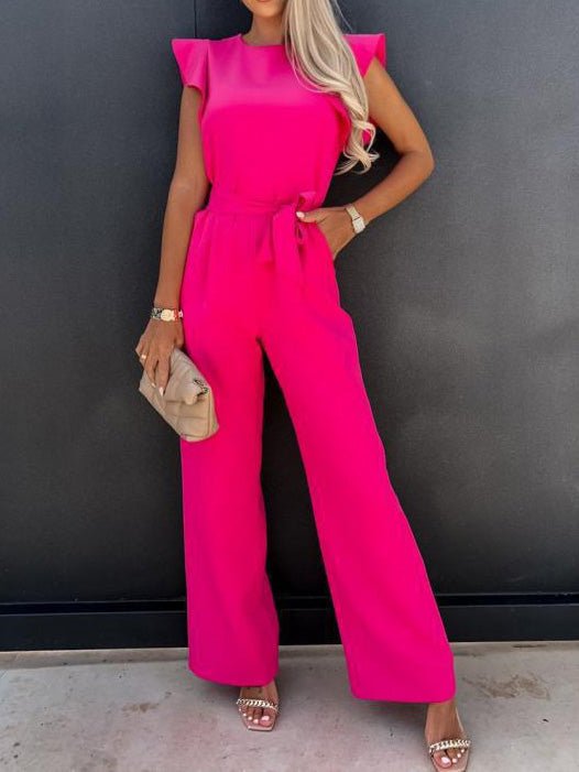 Women's Jumpsuits Belted Pocket Ruffle Sleeve Jumpsuit - Jumpsuits - Instastyled | Online Fashion Free Shipping Clothing, Dresses, Tops, Shoes - 06/06/2022 - 30-40 - Bottoms