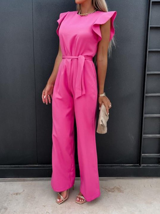 Women's Jumpsuits Belted Pocket Ruffle Sleeve Jumpsuit - Jumpsuits - Instastyled | Online Fashion Free Shipping Clothing, Dresses, Tops, Shoes - 06/06/2022 - 30-40 - Bottoms