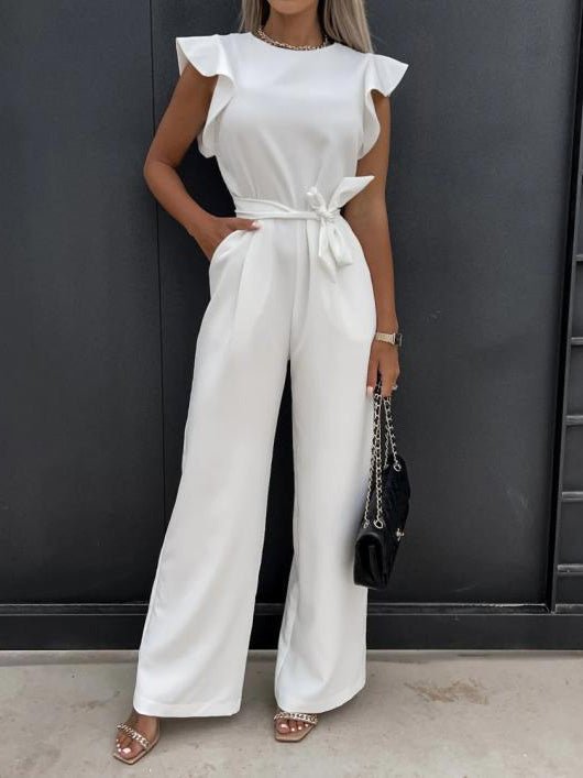 Women's Jumpsuits Belted Pocket Ruffle Sleeve Jumpsuit - Jumpsuits - Instastyled | Online Fashion Free Shipping Clothing, Dresses, Tops, Shoes - 06/06/2022 - 30-40 - Bottoms