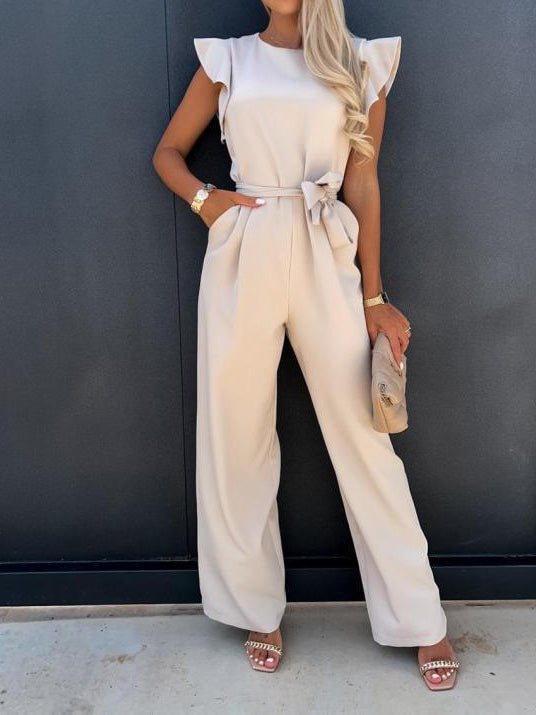 Women's Jumpsuits Belted Pocket Ruffle Sleeve Jumpsuit - Jumpsuits - Instastyled | Online Fashion Free Shipping Clothing, Dresses, Tops, Shoes - 06/06/2022 - 30-40 - Bottoms