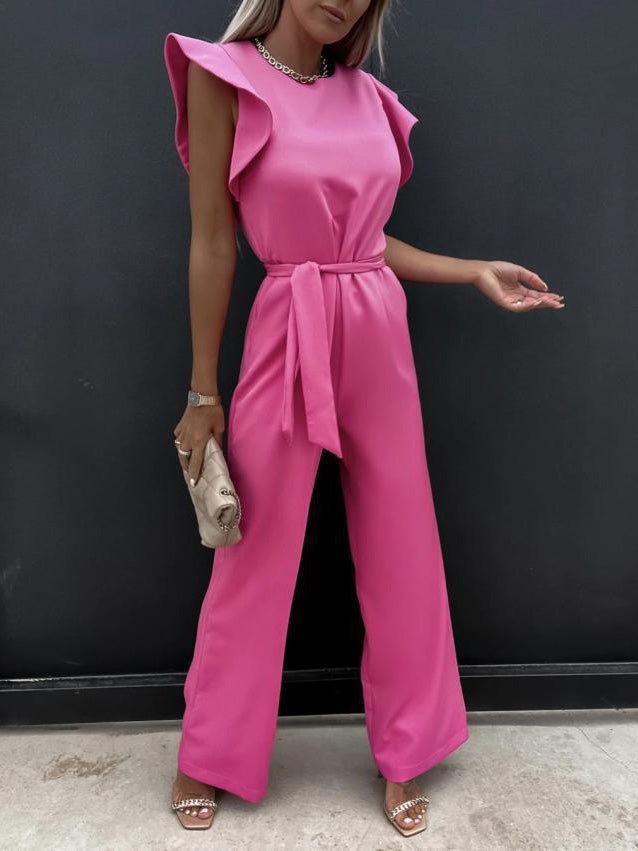 Women's Jumpsuits Belted Pocket Ruffle Sleeve Jumpsuit - Jumpsuits - Instastyled | Online Fashion Free Shipping Clothing, Dresses, Tops, Shoes - 06/06/2022 - 30-40 - Bottoms