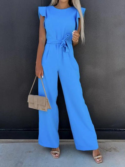 Women's Jumpsuits Belted Pocket Ruffle Sleeve Jumpsuit - Jumpsuits - Instastyled | Online Fashion Free Shipping Clothing, Dresses, Tops, Shoes - 06/06/2022 - 30-40 - Bottoms