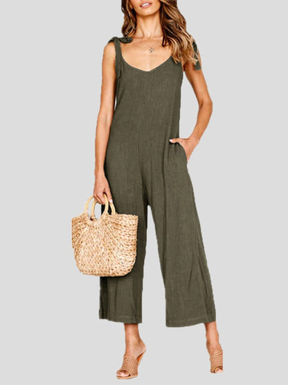 Women's Jumpsuits Bowknot Sling Pocket Casual Jumpsuit - Jumpsuits & Rompers - Instastyled | Online Fashion Free Shipping Clothing, Dresses, Tops, Shoes - 20-30 - 23/12/2021 - Bottoms