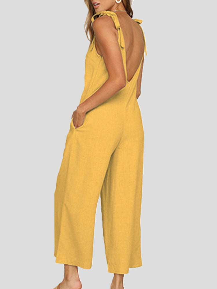 Women's Jumpsuits Bowknot Sling Pocket Casual Jumpsuit - Jumpsuits & Rompers - Instastyled | Online Fashion Free Shipping Clothing, Dresses, Tops, Shoes - 20-30 - 23/12/2021 - Bottoms