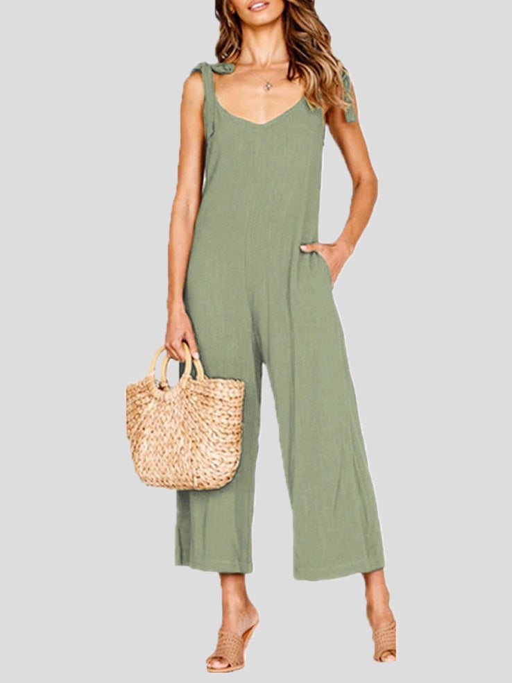 Women's Jumpsuits Bowknot Sling Pocket Casual Jumpsuit - Jumpsuits & Rompers - Instastyled | Online Fashion Free Shipping Clothing, Dresses, Tops, Shoes - 20-30 - 23/12/2021 - Bottoms