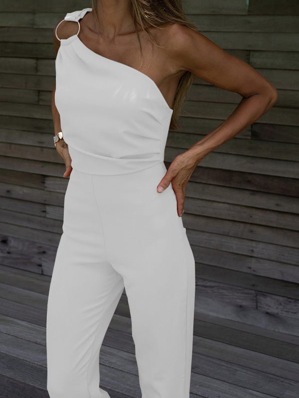 Women's Jumpsuits Casual One Shoulder Slim Fit Sleeveless Jumpsuit - Jumpsuits - Instastyled | Online Fashion Free Shipping Clothing, Dresses, Tops, Shoes - 07/04/2022 - 30-40 - Bottoms