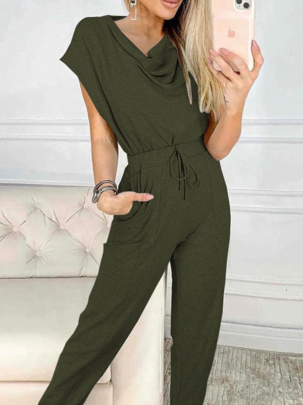 Women's Jumpsuits Casual Pile Collar Belted Sleeveless Jumpsuit - Jumpsuits - Instastyled | Online Fashion Free Shipping Clothing, Dresses, Tops, Shoes - 30-40 - 31/03/2022 - Bottoms