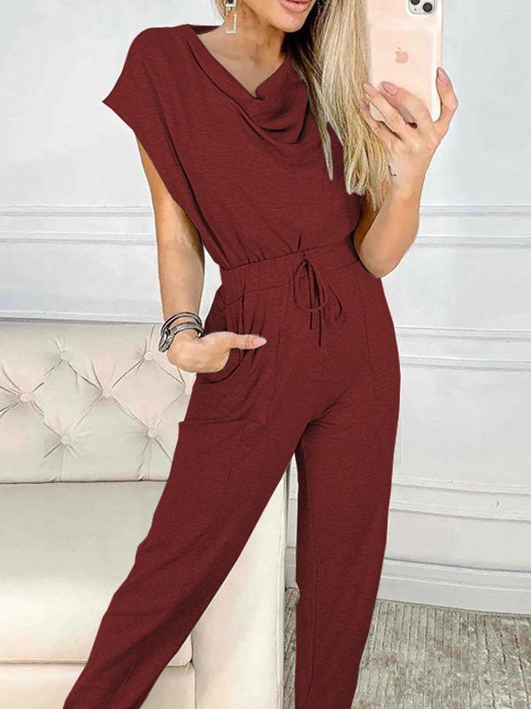 Women's Jumpsuits Casual Pile Collar Belted Sleeveless Jumpsuit - Jumpsuits - Instastyled | Online Fashion Free Shipping Clothing, Dresses, Tops, Shoes - 30-40 - 31/03/2022 - Bottoms