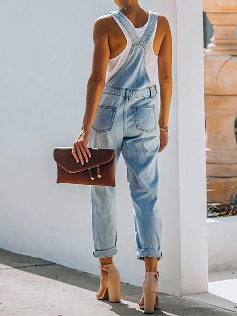 Women's Jumpsuits Casual Ripped Pocket Denim Jumpsuit - Jumpsuits - Instastyled | Online Fashion Free Shipping Clothing, Dresses, Tops, Shoes - 30/03/2022 - Bottoms - Color_Blue