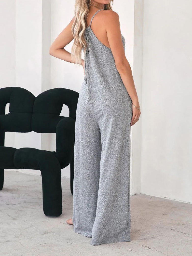 Women's Jumpsuits Casual Sling Pocket Wide-Leg Jumpsuit - Jumpsuits - Instastyled | Online Fashion Free Shipping Clothing, Dresses, Tops, Shoes - 29/08/2022 - Bottoms - Color_Gray