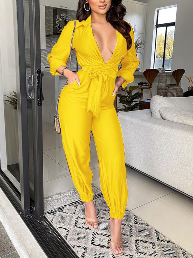 Women's Jumpsuits Casual Solid Slim Fit Long Sleeve Jumpsuit - Jumpsuits - Instastyled | Online Fashion Free Shipping Clothing, Dresses, Tops, Shoes - 18/04/2022 - 40-50 - Bottoms