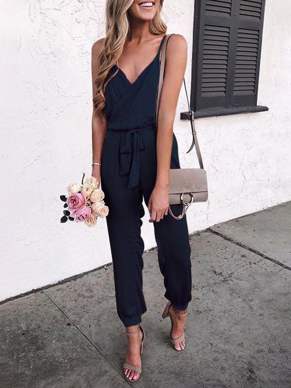 Women's Jumpsuits Casual Solid Sling Belted Jumpsuit - Jumpsuits - Instastyled | Online Fashion Free Shipping Clothing, Dresses, Tops, Shoes - 07/02/2022 - 30-40 - Bottoms
