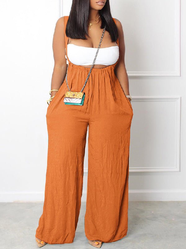 Women's Jumpsuits Casual Solid Sling Pocket Wide-Leg Jumpsuit - Jumpsuits - Instastyled | Online Fashion Free Shipping Clothing, Dresses, Tops, Shoes - 20/09/2022 - 30-40 - bottoms