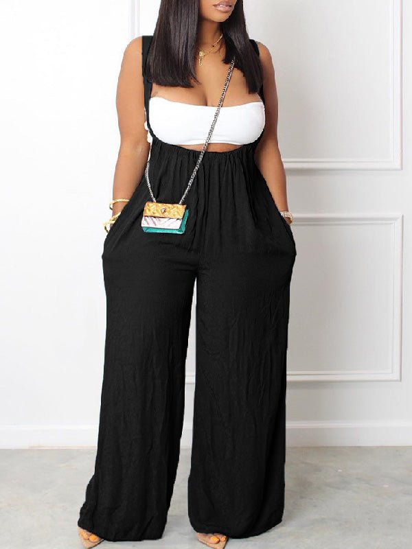 Women's Jumpsuits Casual Solid Sling Pocket Wide-Leg Jumpsuit - Jumpsuits - Instastyled | Online Fashion Free Shipping Clothing, Dresses, Tops, Shoes - 20/09/2022 - 30-40 - bottoms