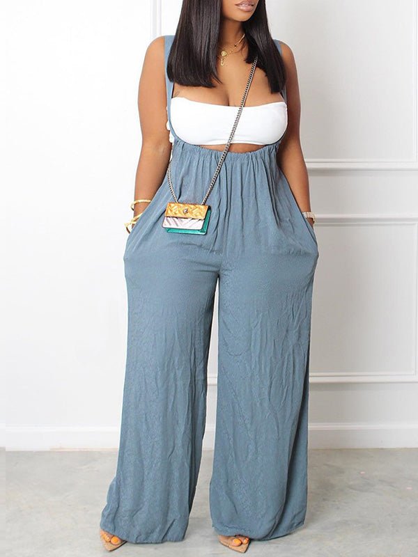 Women's Jumpsuits Casual Solid Sling Pocket Wide-Leg Jumpsuit - Jumpsuits - Instastyled | Online Fashion Free Shipping Clothing, Dresses, Tops, Shoes - 20/09/2022 - 30-40 - bottoms