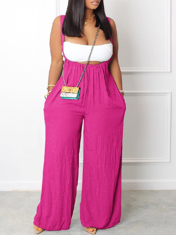 Women's Jumpsuits Casual Solid Sling Pocket Wide-Leg Jumpsuit - Jumpsuits - Instastyled | Online Fashion Free Shipping Clothing, Dresses, Tops, Shoes - 20/09/2022 - 30-40 - bottoms