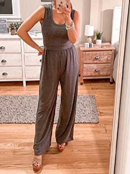 Women's Jumpsuits Casual U-Neck Sleeveless Wide-Leg Jumpsuit - Jumpsuits - Instastyled | Online Fashion Free Shipping Clothing, Dresses, Tops, Shoes - 25/05/2022 - 30-40 - Bottoms