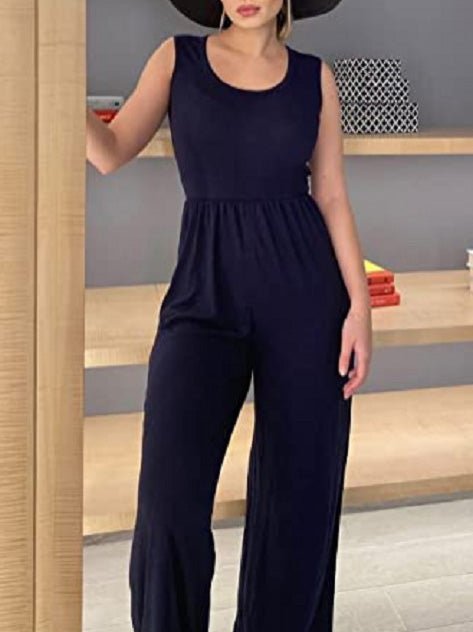 Women's Jumpsuits Casual U-Neck Sleeveless Wide-Leg Jumpsuit - Jumpsuits - Instastyled | Online Fashion Free Shipping Clothing, Dresses, Tops, Shoes - 25/05/2022 - 30-40 - Bottoms