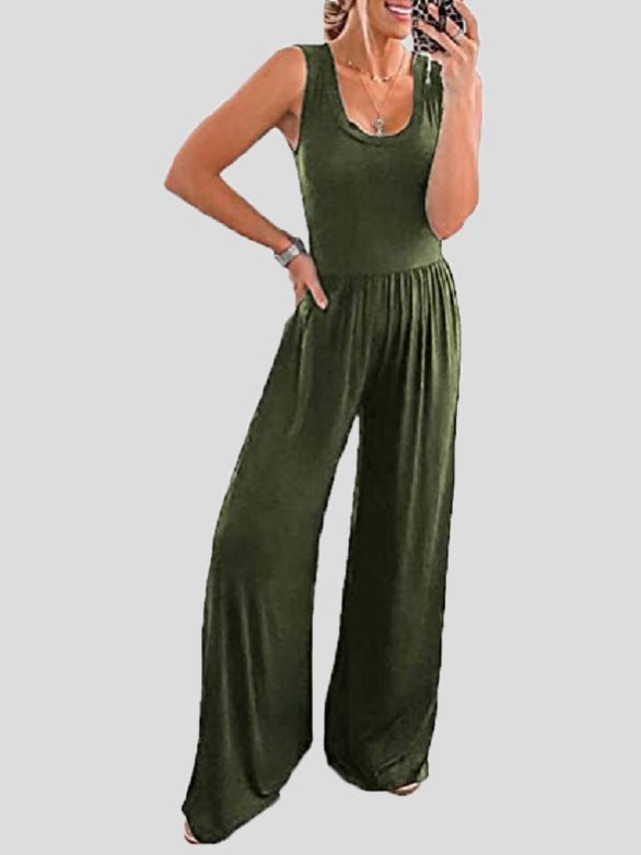 Women's Jumpsuits Casual U-Neck Sleeveless Wide-Leg Jumpsuit - Jumpsuits - Instastyled | Online Fashion Free Shipping Clothing, Dresses, Tops, Shoes - 25/05/2022 - 30-40 - Bottoms