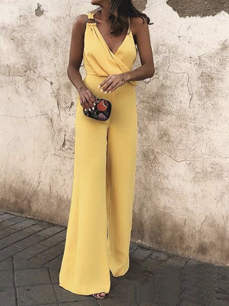 Women's Jumpsuits Casual V-Neck Sling Sleeveless Jumpsuit - Jumpsuits - Instastyled | Online Fashion Free Shipping Clothing, Dresses, Tops, Shoes - 13/06/2022 - 40-50 - Bottoms