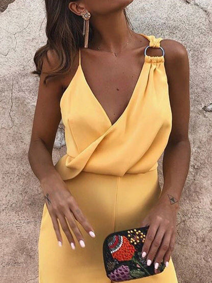 Women's Jumpsuits Casual V-Neck Sling Sleeveless Jumpsuit - Jumpsuits - Instastyled | Online Fashion Free Shipping Clothing, Dresses, Tops, Shoes - 13/06/2022 - 40-50 - Bottoms