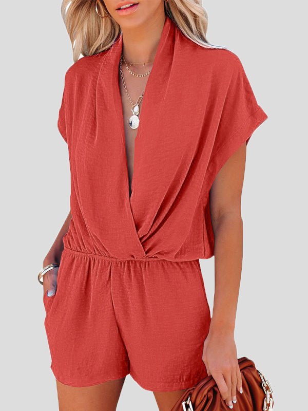 Women's Jumpsuits Deep V-Neck Cross Pocket Casual Jumpsuit - Jumpsuits - Instastyled | Online Fashion Free Shipping Clothing, Dresses, Tops, Shoes - 10/03/2022 - 20-30 - Bottoms