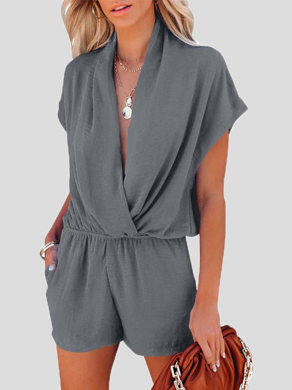 Women's Jumpsuits Deep V-Neck Cross Pocket Casual Jumpsuit - Jumpsuits - Instastyled | Online Fashion Free Shipping Clothing, Dresses, Tops, Shoes - 10/03/2022 - 20-30 - Bottoms