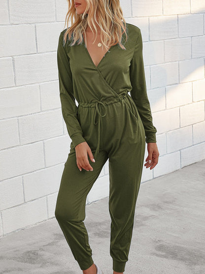 Women's Jumpsuits Deep V-Neck Long Sleeve Slim Fit Jumpsuit - Jumpsuits & Rompers - INS | Online Fashion Free Shipping Clothing, Dresses, Tops, Shoes - 02/09/2021 - 30-40 - Bottom