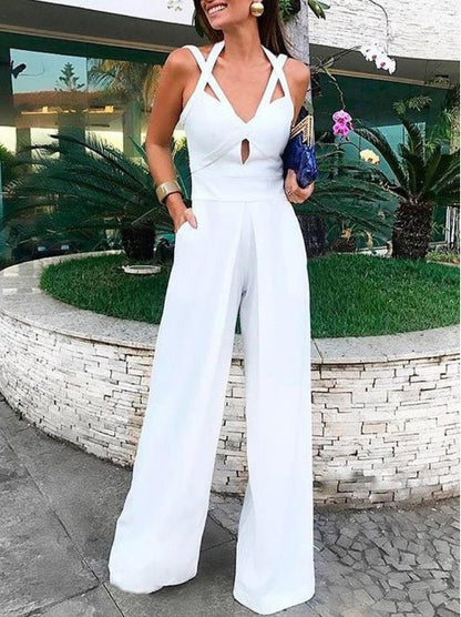 Women's Jumpsuits Deep V Sling Backless Sleeveless Jumpsuit - Jumpsuits - Instastyled | Online Fashion Free Shipping Clothing, Dresses, Tops, Shoes - 25/07/2022 - 40-50 - bottoms