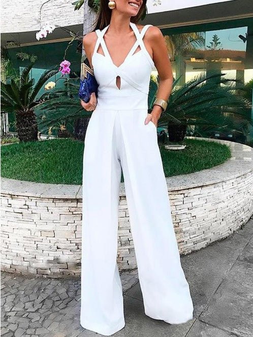 Women's Jumpsuits Deep V Sling Backless Sleeveless Jumpsuit - Jumpsuits - Instastyled | Online Fashion Free Shipping Clothing, Dresses, Tops, Shoes - 25/07/2022 - 40-50 - bottoms