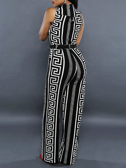 Women's Jumpsuits Fashion Printed V-Neck Button Jumpsuit - Jumpsuits & Rompers - Instastyled | Online Fashion Free Shipping Clothing, Dresses, Tops, Shoes - 20-30 - 20/12/2021 - Bottoms