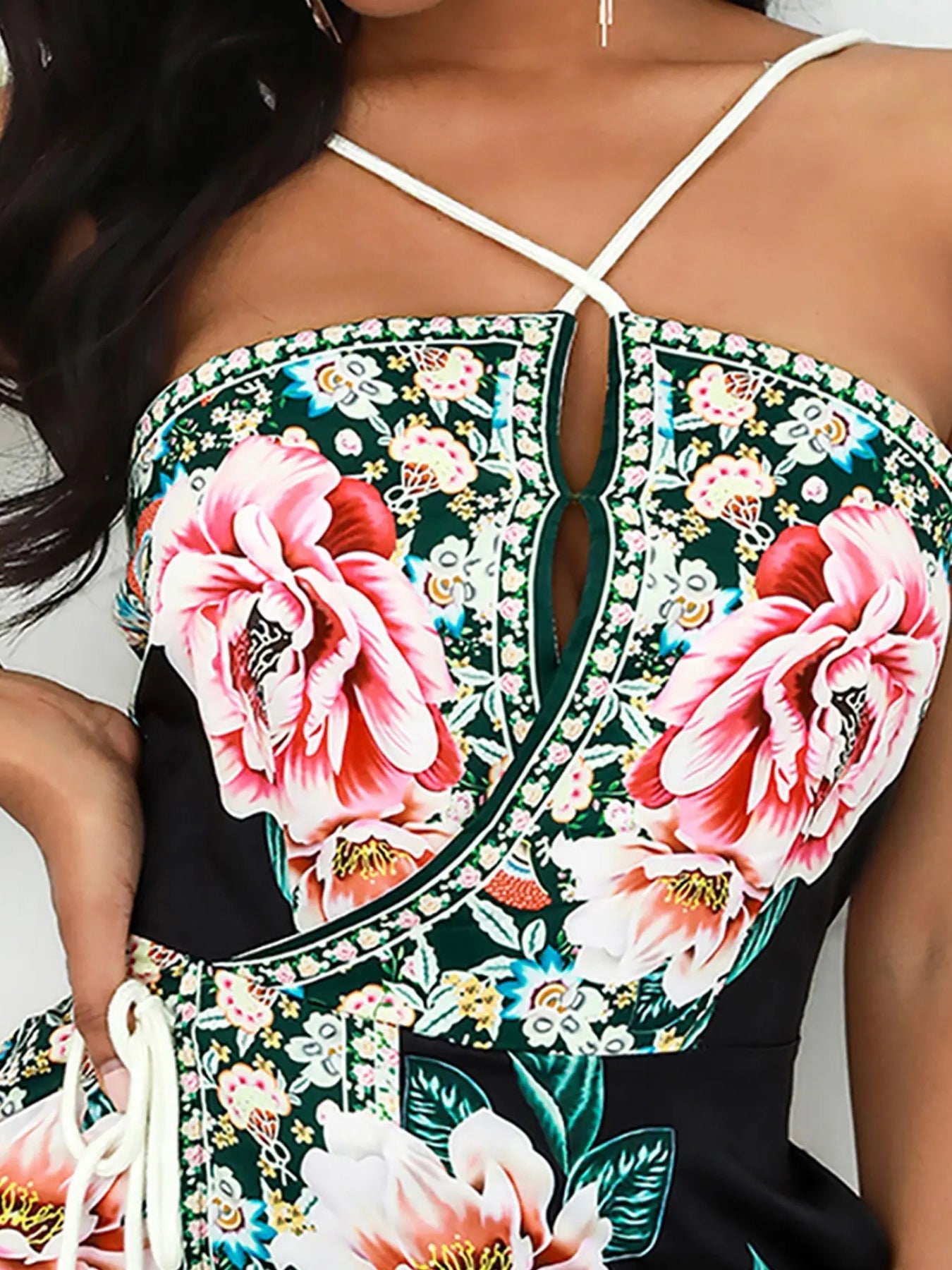 Women's Jumpsuits Floral Print Halter Pocket Slim Fit Jumpsuit - Jumpsuits - Instastyled | Online Fashion Free Shipping Clothing, Dresses, Tops, Shoes - 22/04/2022 - Bottoms - Color_Black