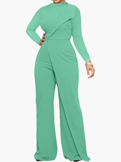 Women's Jumpsuits Half Turtleneck Irregular Long Sleeve Jumpsuit - Jumpsuits - Instastyled | Online Fashion Free Shipping Clothing, Dresses, Tops, Shoes - 27/10/2022 - bottoms - color-black