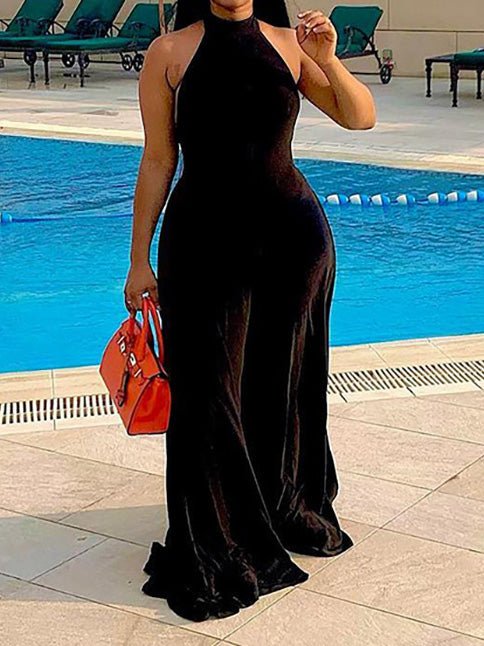 Women's Jumpsuits Halter Neck Open Back Wide Leg Jumpsuit - Jumpsuits - Instastyled | Online Fashion Free Shipping Clothing, Dresses, Tops, Shoes - 29/07/2022 - 40-50 - bottoms