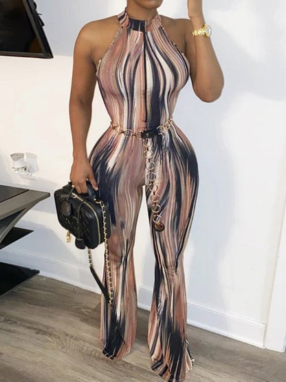 Women's Jumpsuits Halter Zip Tie Dye Print Jumpsuit - Jumpsuits & Rompers - Instastyled | Online Fashion Free Shipping Clothing, Dresses, Tops, Shoes - 17/01/2022 - 30-40 - Bottoms