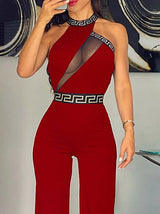 Women's Jumpsuits Hanging Neck Mesh Panelling Jumpsuit - Jumpsuits & Rompers - Instastyled | Online Fashion Free Shipping Clothing, Dresses, Tops, Shoes - 25/12/2021 - 40-50 - Bottoms