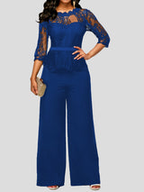 Women's Jumpsuits Lace Long Sleeve Wide-Leg Jumpsuit - Jumpsuits & Rompers - Instastyled | Online Fashion Free Shipping Clothing, Dresses, Tops, Shoes - 22/12/2021 - 40-50 - Bottoms