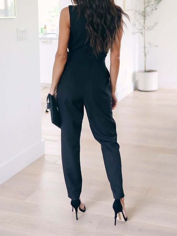 Women's Jumpsuits Lace Sleeveless Belted Pocket Jumpsuit - Jumpsuits - Instastyled | Online Fashion Free Shipping Clothing, Dresses, Tops, Shoes - 14/02/2022 - 20-30 - Bottoms