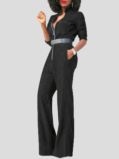 Women's Jumpsuits Lapel Zip Long Sleeve Denim Jumpsuit - Jumpsuits - Instastyled | Online Fashion Free Shipping Clothing, Dresses, Tops, Shoes - 01/06/2022 - 40-50 - Bottoms