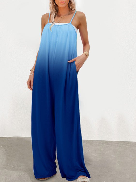 Women's Jumpsuits Loose Gradation Pocket Wide-Leg Jumpsuit - Jumpsuits - Instastyled | Online Fashion Free Shipping Clothing, Dresses, Tops, Shoes - 29/03/2022 - Bottoms - Color_Blue