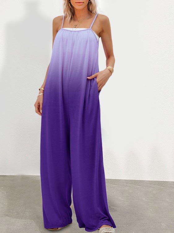 Women's Jumpsuits Loose Gradation Pocket Wide-Leg Jumpsuit - Jumpsuits - Instastyled | Online Fashion Free Shipping Clothing, Dresses, Tops, Shoes - 29/03/2022 - Bottoms - Color_Blue