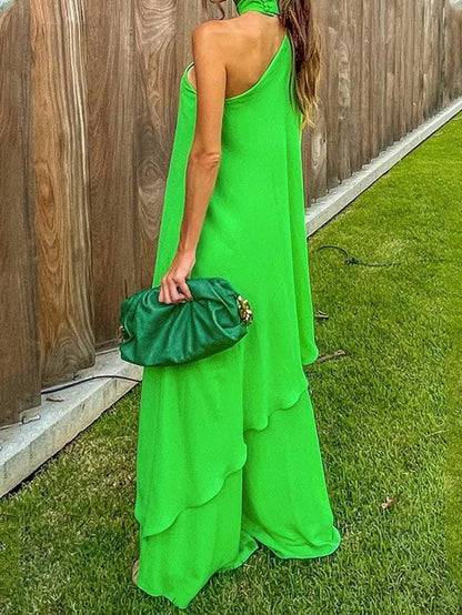 Women's Jumpsuits Loose Halterneck Off-Shoulder Wide-Leg Jumpsuit - Jumpsuits - Instastyled | Online Fashion Free Shipping Clothing, Dresses, Tops, Shoes - 15/04/2021 - 40-50 - Bottoms