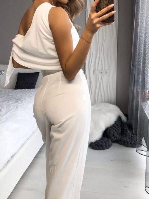 Women's Jumpsuits Loose Off-Shoulder Sleeveless Jumpsuit - Jumpsuits - Instastyled | Online Fashion Free Shipping Clothing, Dresses, Tops, Shoes - 19/04/2022 - Bottoms - Color_White