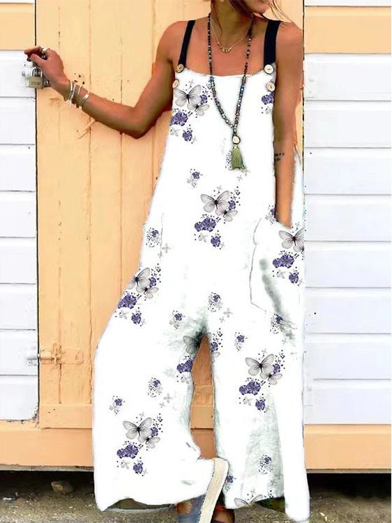 Women's Jumpsuits Loose Print Pocket Sleeveless Jumpsuit - Jumpsuits - Instastyled | Online Fashion Free Shipping Clothing, Dresses, Tops, Shoes - 30-40 - 30/05/2022 - Bottoms