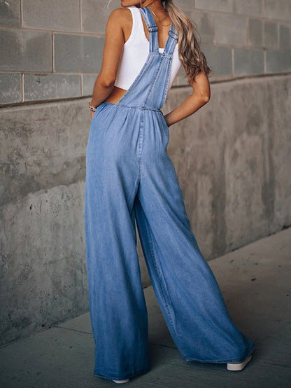 Women's Jumpsuits Loose Shredded Pocket Denim Jumpsuit - Jumpsuits - Instastyled | Online Fashion Free Shipping Clothing, Dresses, Tops, Shoes - 25/05/2022 - Bottoms - color-blue