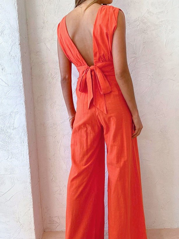 Women's Jumpsuits Loose Sleeveless Wide Leg Jumpsuit - Jumpsuits - Instastyled | Online Fashion Free Shipping Clothing, Dresses, Tops, Shoes - 25/02/2022 - Bottoms - color-orange